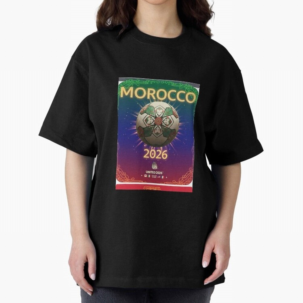 Morocco 2026 World Cup - Traditional Zellige Football Oversized T-Shirt Make Game Day About FIFA World Cup 2026 USA Canada Mexico Spirit, Made for France and Portugal, Messi, Neymar and Mbappe, Match Day Excitement, Supporter Culture, Golden Goals