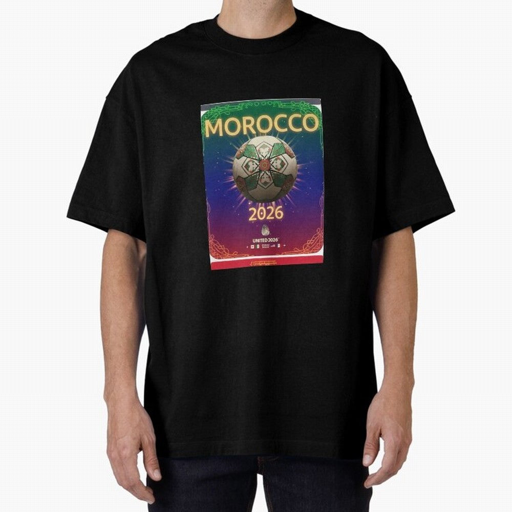 Morocco 2026 World Cup - Traditional Zellige Football Oversized T-Shirt Make Game Day About FIFA World Cup 2026 USA Canada Mexico Spirit, Made for France and Portugal, Messi, Neymar and Mbappe, Match Day Excitement, Supporter Culture, Golden Goals