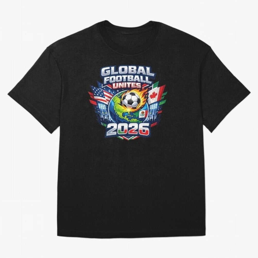 Global Football Unites 2026 USA Canada Mexico Oversized T-Shirt Join Supporters Worldwide for FIFA World Cup 2026 Group Stage Spirit, Filled with France, CR7, Match Day Excitement, Supporter Culture, Golden Goals and Global Football Passion;