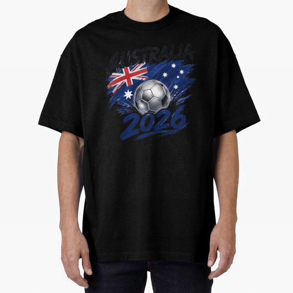 Australia Soccer 2026: Grunge Flag & Football Pride Oversized T-Shirt Discover FIFA World Cup 2026 Group Stage with Messi, Argentina and Brazil Energy, Sports Nostalgia, International Competition, Famous Players and Unforgettable Victories; Perfect