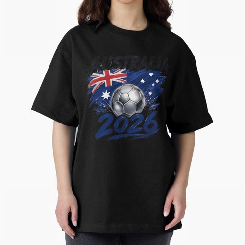 Australia Soccer 2026: Grunge Flag & Football Pride Oversized T-Shirt Discover FIFA World Cup 2026 Group Stage with Messi, Argentina and Brazil Energy, Sports Nostalgia, International Competition, Famous Players and Unforgettable Victories; Perfect