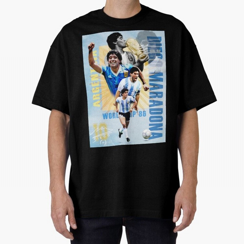 Diego Maradona Argentina Poster - Iconic World Cup Legend Art Print Oversized T-Shirt Feel FIFA World Cup 2026 USA Canada Mexico Spirit, Filled with Argentina, France and Brazil, Messi, Sports Nostalgia, International Competition, Famous Players