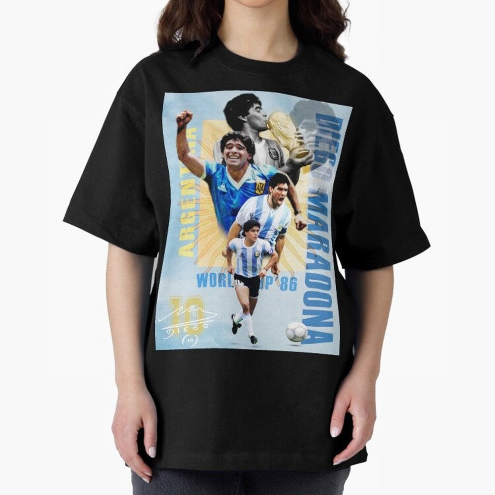 Diego Maradona Argentina Poster - Iconic World Cup Legend Art Print Oversized T-Shirt Feel FIFA World Cup 2026 USA Canada Mexico Spirit, Filled with Argentina, France and Brazil, Messi, Sports Nostalgia, International Competition, Famous Players