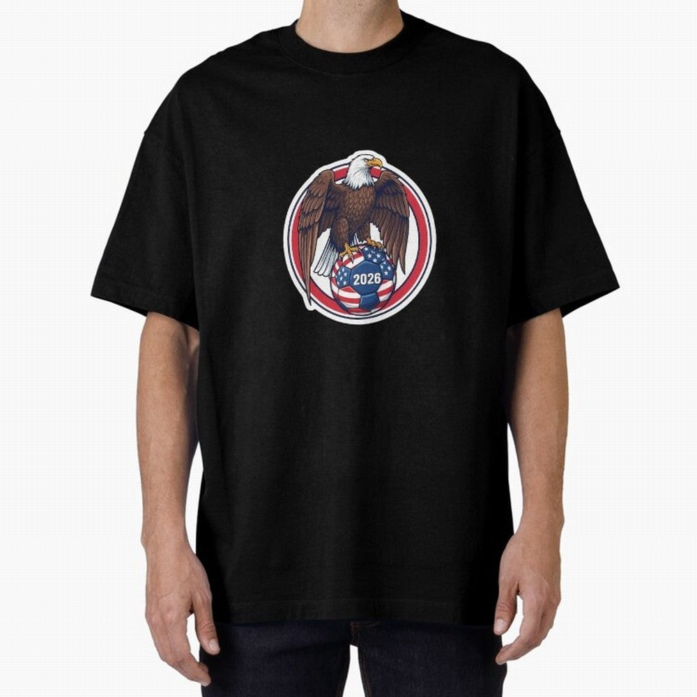 Usa Eagle Soccer 2026 American Pride Football Oversized T-Shirt Celebrate Football Dreams Across FIFA World Cup 2026 Group Stage for Fans of Messi and Germany, Bringing Global Supporter Spirit, Legendary Goals, National Colors and Tournament