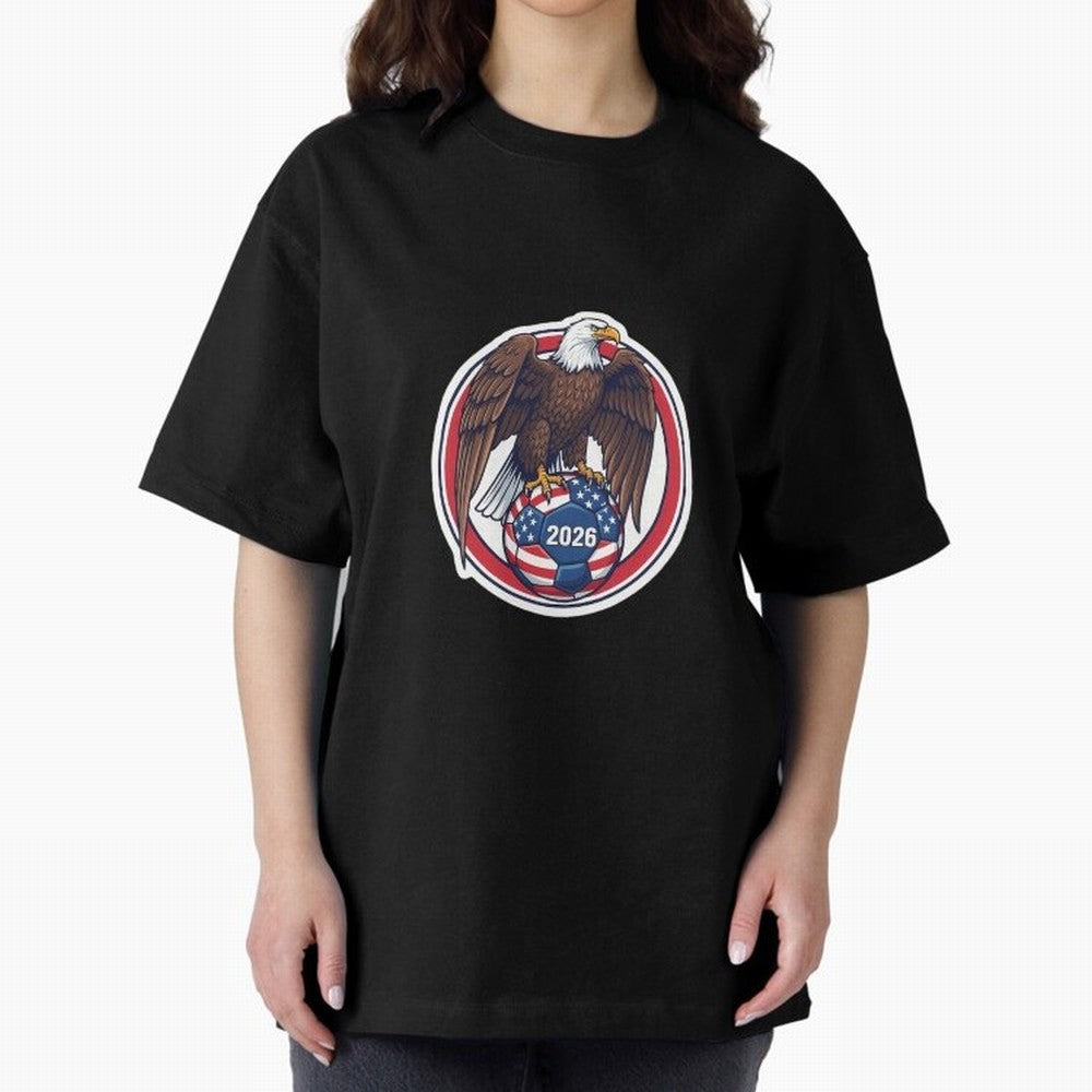 Usa Eagle Soccer 2026 American Pride Football Oversized T-Shirt Celebrate Football Dreams Across FIFA World Cup 2026 Group Stage for Fans of Messi and Germany, Bringing Global Supporter Spirit, Legendary Goals, National Colors and Tournament
