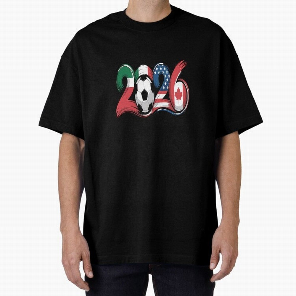 2026 Soccer Play Game Year Players Oversized T-Shirt Capture FIFA World Cup 2026 with Messi and Cristiano Ronaldo, Portugal, Spain and Germany Energy, Football History, Final Match Energy, Crowd Noise and Once in a Lifetime Moments; Great for
