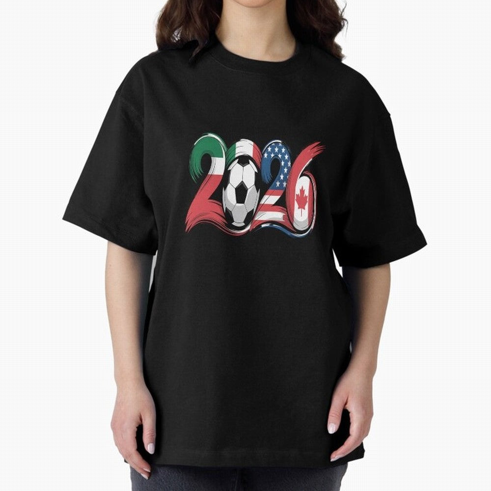 2026 Soccer Play Game Year Players Oversized T-Shirt Capture FIFA World Cup 2026 with Messi and Cristiano Ronaldo, Portugal, Spain and Germany Energy, Football History, Final Match Energy, Crowd Noise and Once in a Lifetime Moments; Great for