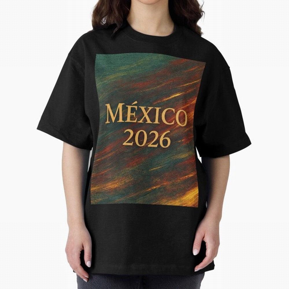 Mexico 2026 Arc of Color - Elegant and Luxury Design for Soccer Fans Oversized T-Shirt Show Your Tournament Heart for FIFA World Cup 2026 for Fans of Messi and Cristiano Ronaldo and Brazil, Bringing Match Day Excitement, Supporter Culture, Golden