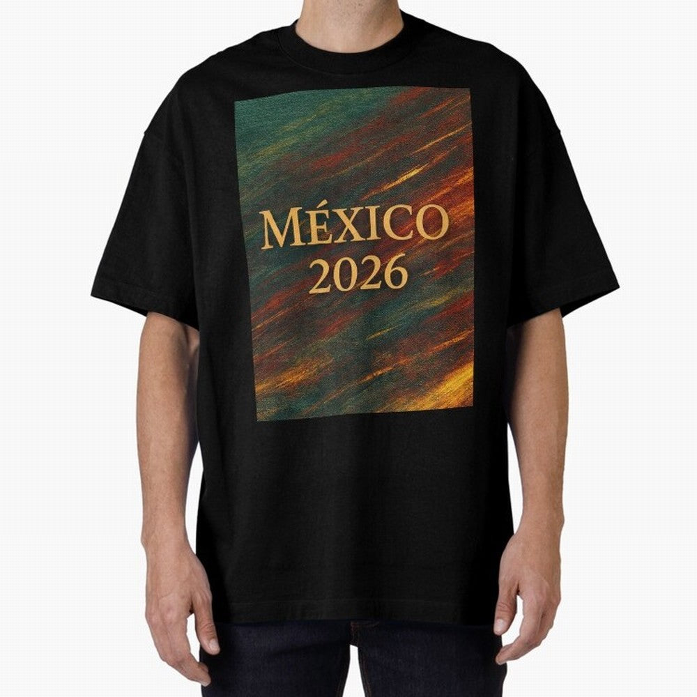 Mexico 2026 Arc of Color - Elegant and Luxury Design for Soccer Fans Oversized T-Shirt Show Your Tournament Heart for FIFA World Cup 2026 for Fans of Messi and Cristiano Ronaldo and Brazil, Bringing Match Day Excitement, Supporter Culture, Golden