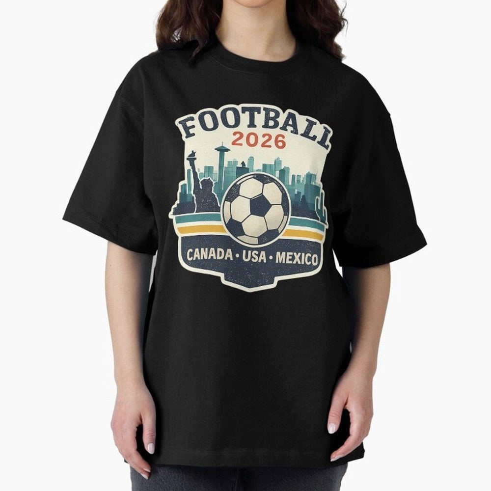 Football 2026 One World One Goal Oversized T-Shirt Fuel Your Fan Pride for FIFA World Cup 2026 USA Canada Mexico Made for Messi, Neymar and Mbappe, Germany Energy, Game Day Rituals, Football Legends, Country Pride and the Road to the Final; Perfect