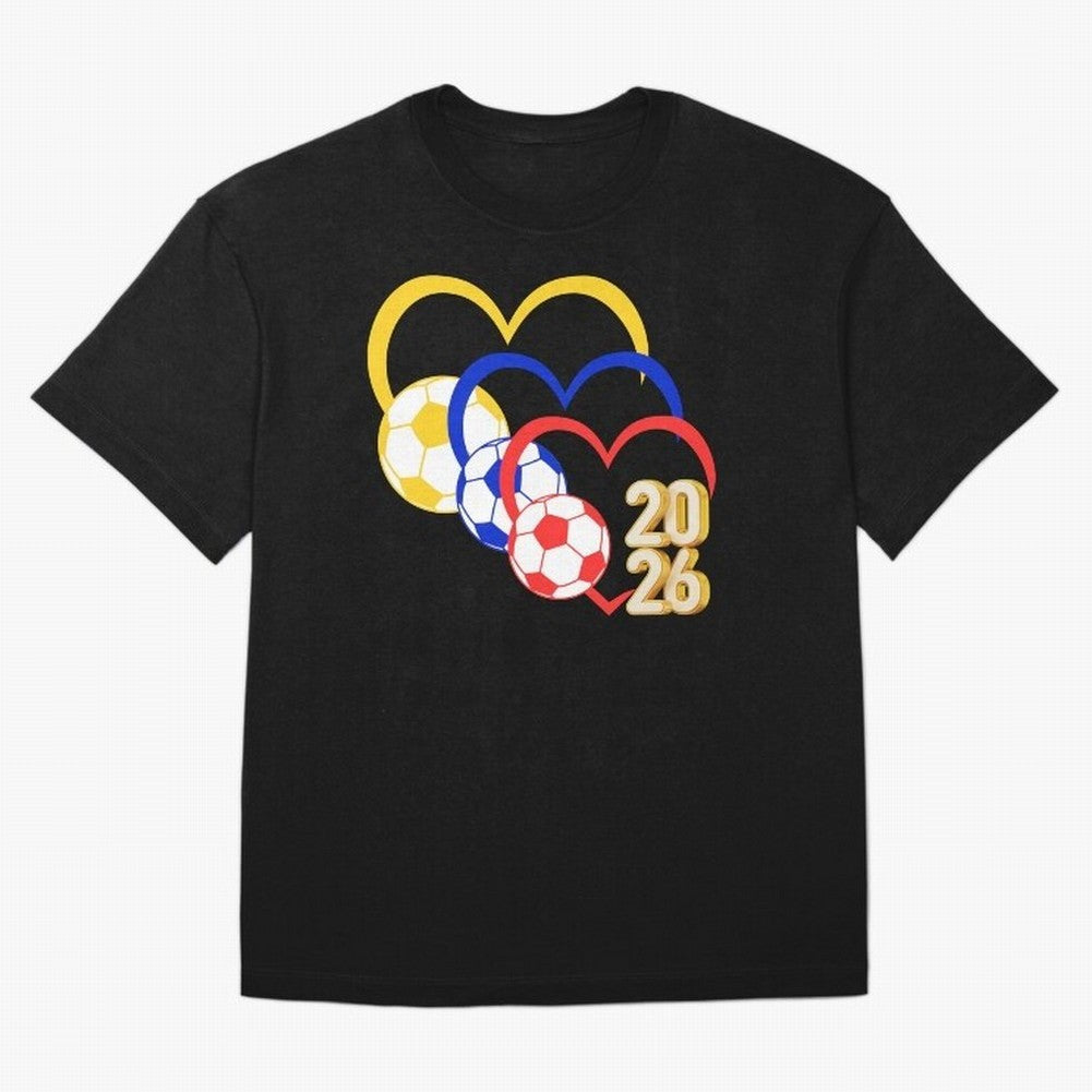 Football 2026 Hearts Colombia Sports Design Oversized T-Shirt Show Fan Pride Across Match Day Hype around FIFA World Cup 2026 USA Canada Mexico, Haaland, Portugal, Spain and Germany, Championship Spirit, Famous Goals, Roaring Crowds and