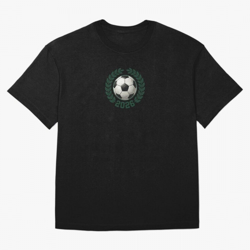 Retro Soccer 2026 Varsity Laurel Wreath Graphic Oversized T-Shirt Honor the Beautiful Game during FIFA World Cup 2026 for Fans of Cristiano Ronaldo and Brazil, Bringing Football History, Final Match Energy, Crowd Noise and Once in a Lifetime