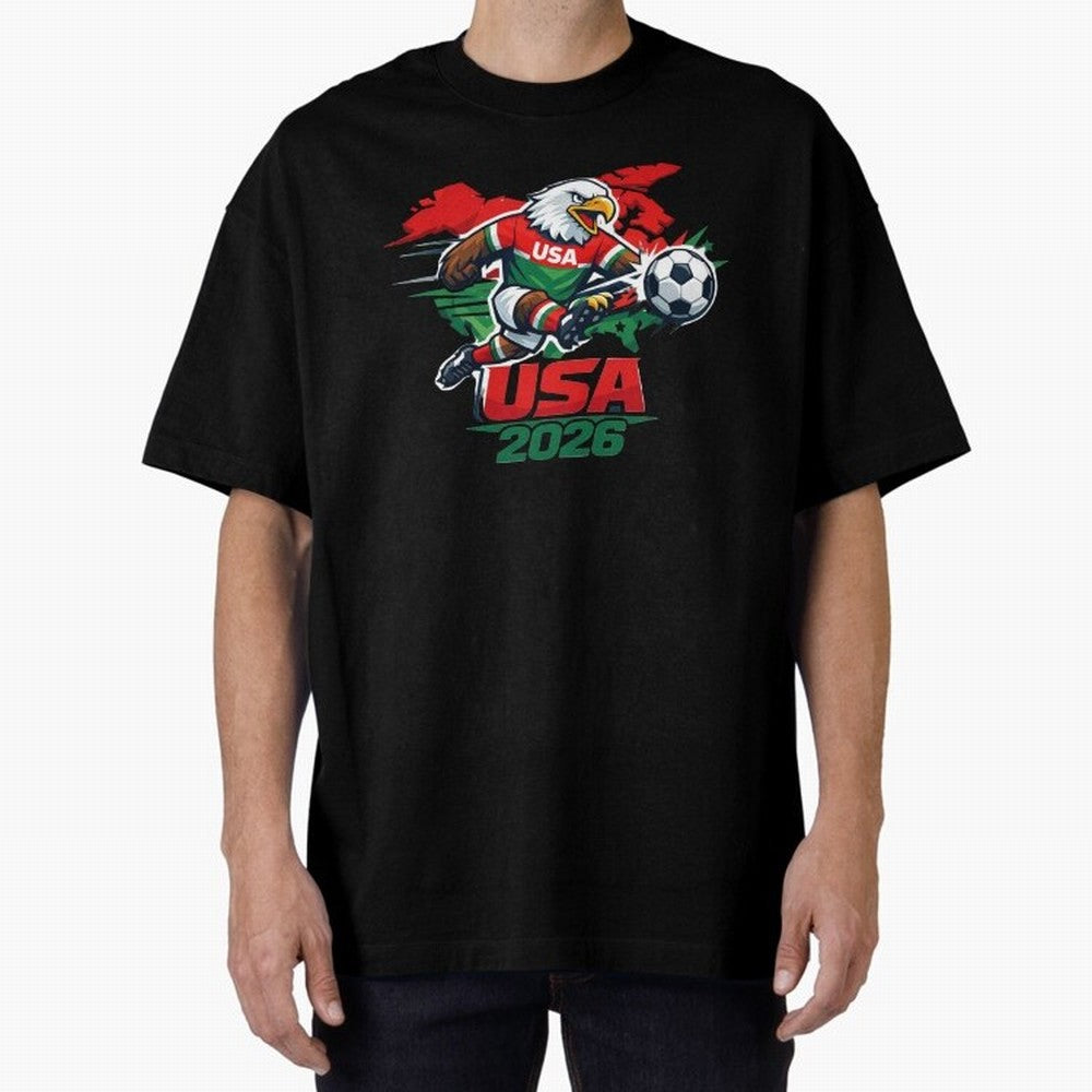 USA Canada Mexico Soccer Cup Oversized T-Shirt Honor the Football Icons of FIFA World Cup 2026 for Fans of CR7 and Messi and England and Germany, Bringing Fan Favorite Moments, National Team Passion, Big Match Drama and Soccer History; Great for