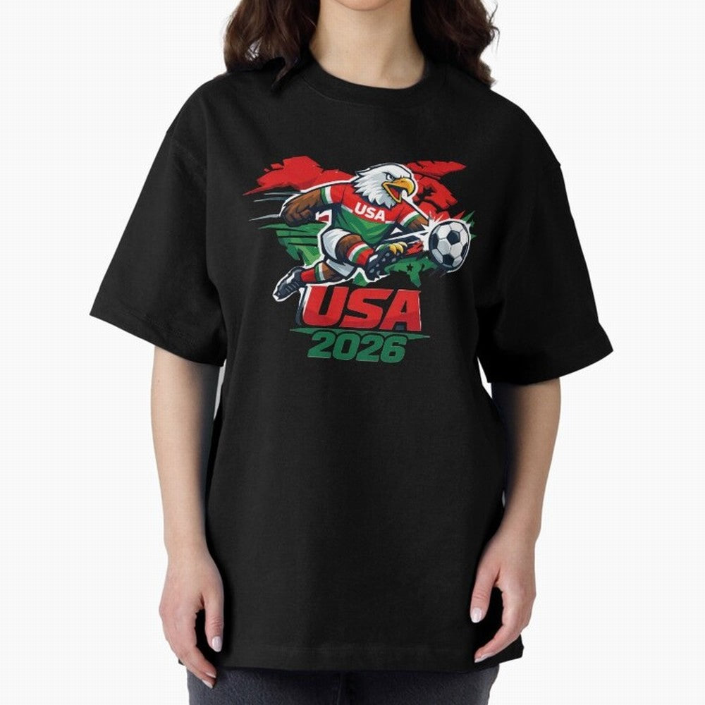 USA Canada Mexico Soccer Cup Oversized T-Shirt Honor the Football Icons of FIFA World Cup 2026 for Fans of CR7 and Messi and England and Germany, Bringing Fan Favorite Moments, National Team Passion, Big Match Drama and Soccer History; Great for