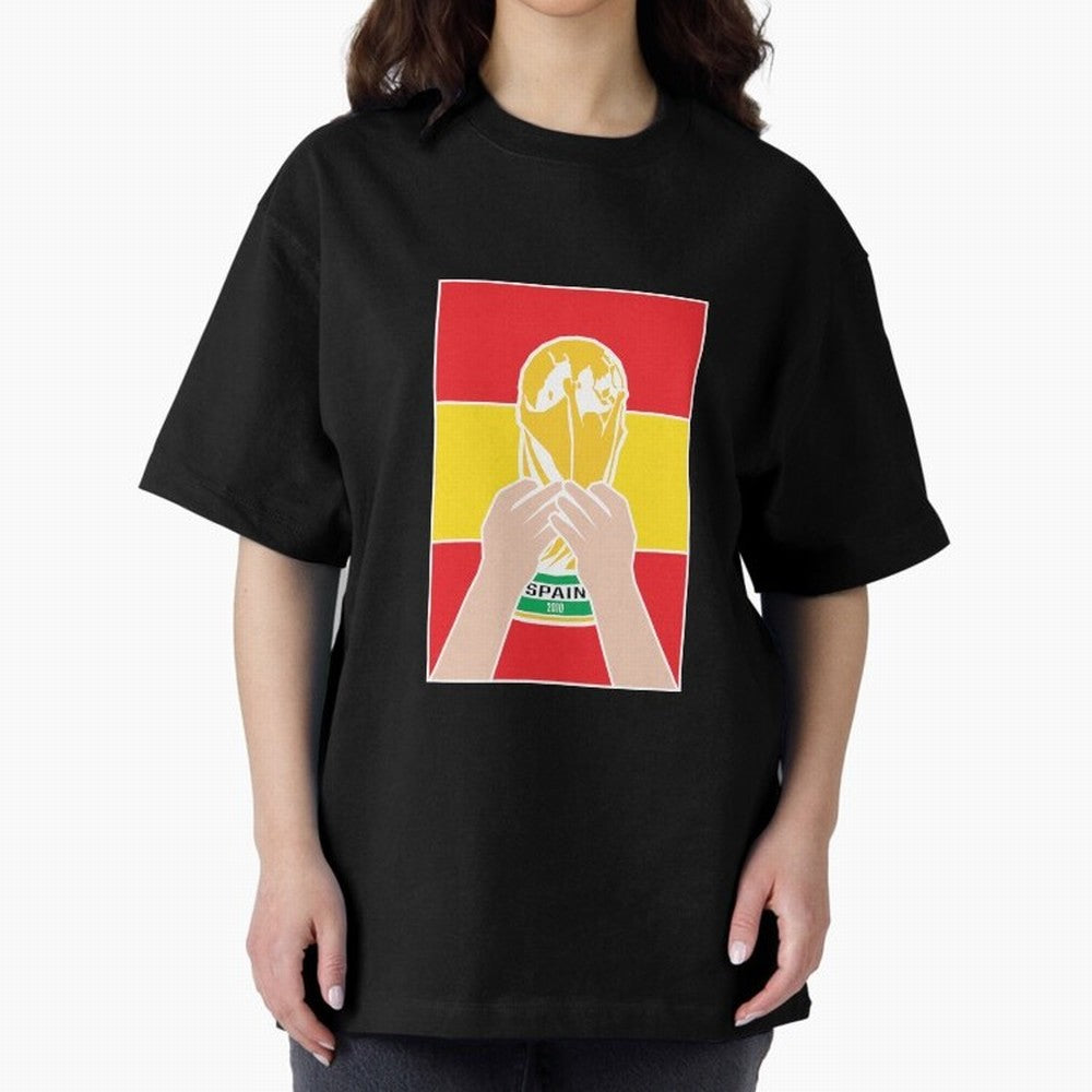 Champion Spain 2010 Oversized T-Shirt Bring International Match Energy to Global Football Passion for FIFA World Cup 2026 USA Canada Mexico, Inspired by Haaland, Brazil, Football Festival Excitement, Trophy Ambitions, Country Rivalries and Star