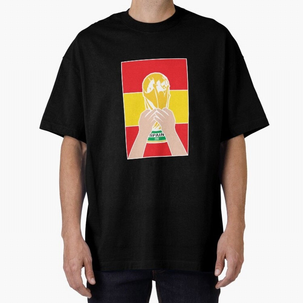 Champion Spain 2010 Oversized T-Shirt Bring International Match Energy to Global Football Passion for FIFA World Cup 2026 USA Canada Mexico, Inspired by Haaland, Brazil, Football Festival Excitement, Trophy Ambitions, Country Rivalries and Star