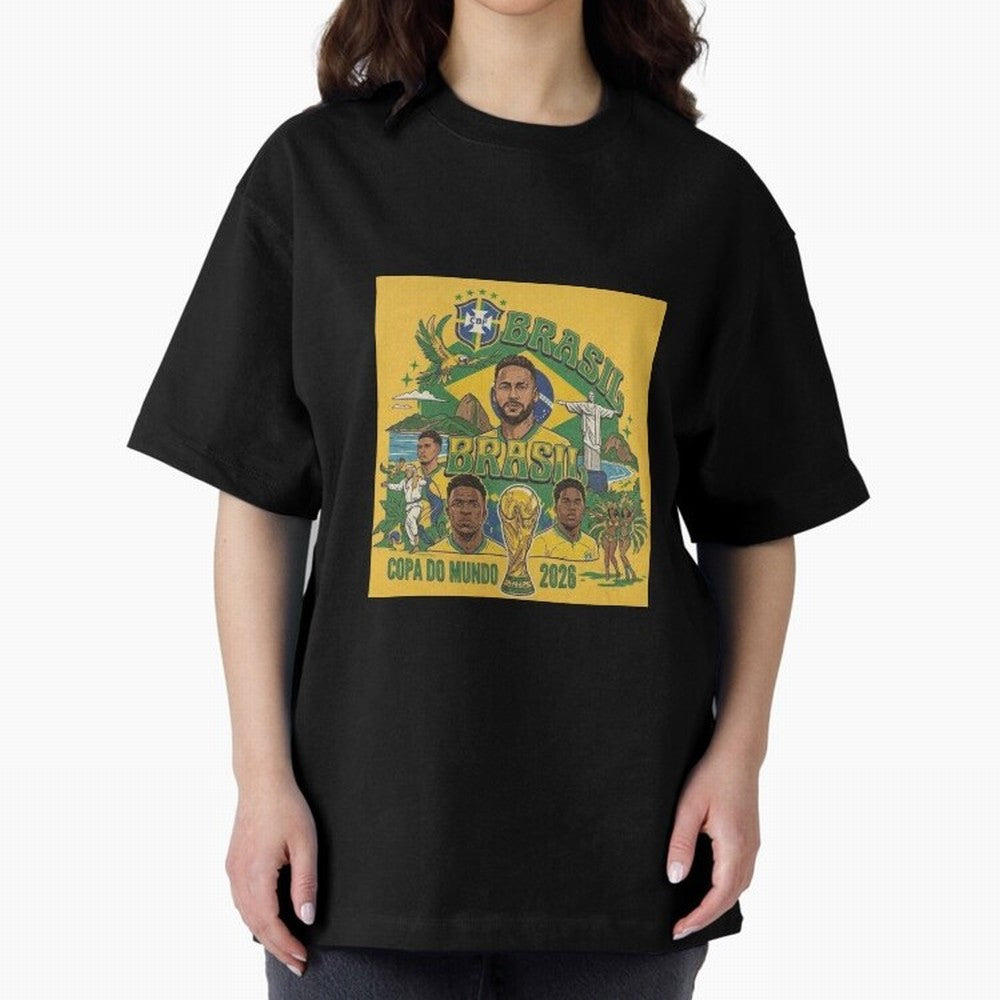 Brazil Football 2026 ¨C Retro World Cup Fan Art Oversized T-Shirt Show Fan Pride Across the FIFA World Cup 2026 Journey through Messi Highlights, Argentina, France and Brazil Pride, Champion Mindset, Group Stage Buzz, Knockout Tension and