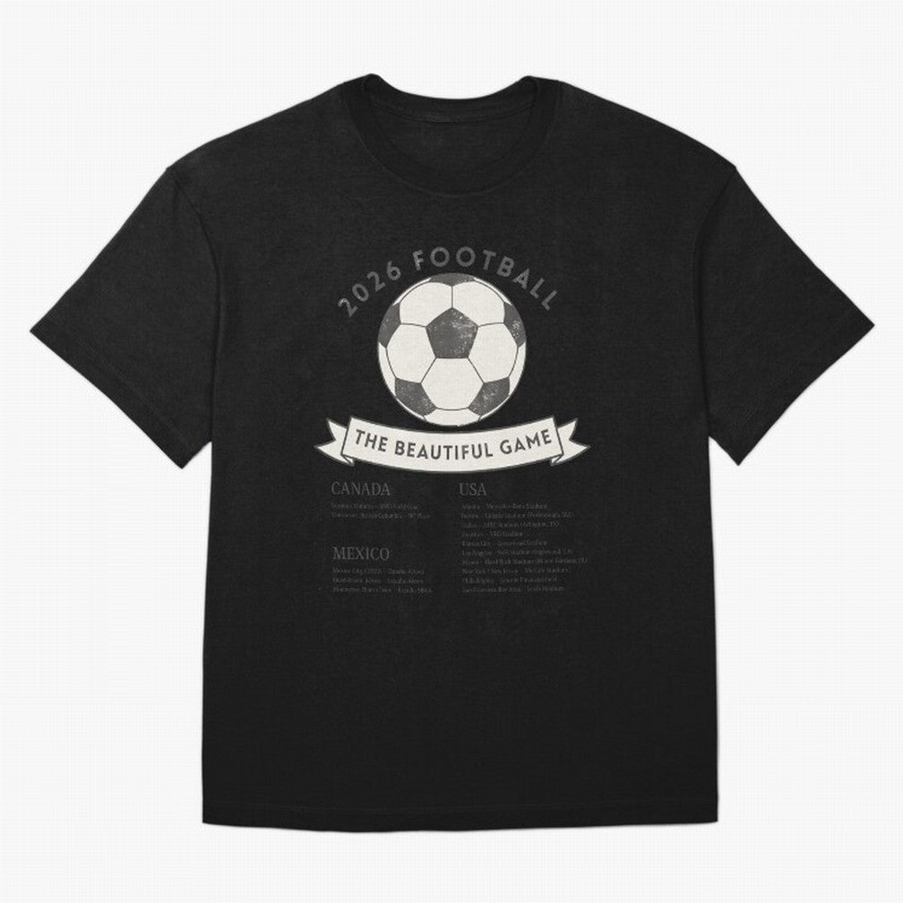 2026 Football Soccer Host Cities Beautiful Game Oversized T-Shirt Turn Up for Global Football Passion for FIFA World Cup 2026, Filled with Haaland, Portugal, Spain and Germany, Goal Celebration Energy, Supporter Heritage, Football Icons and