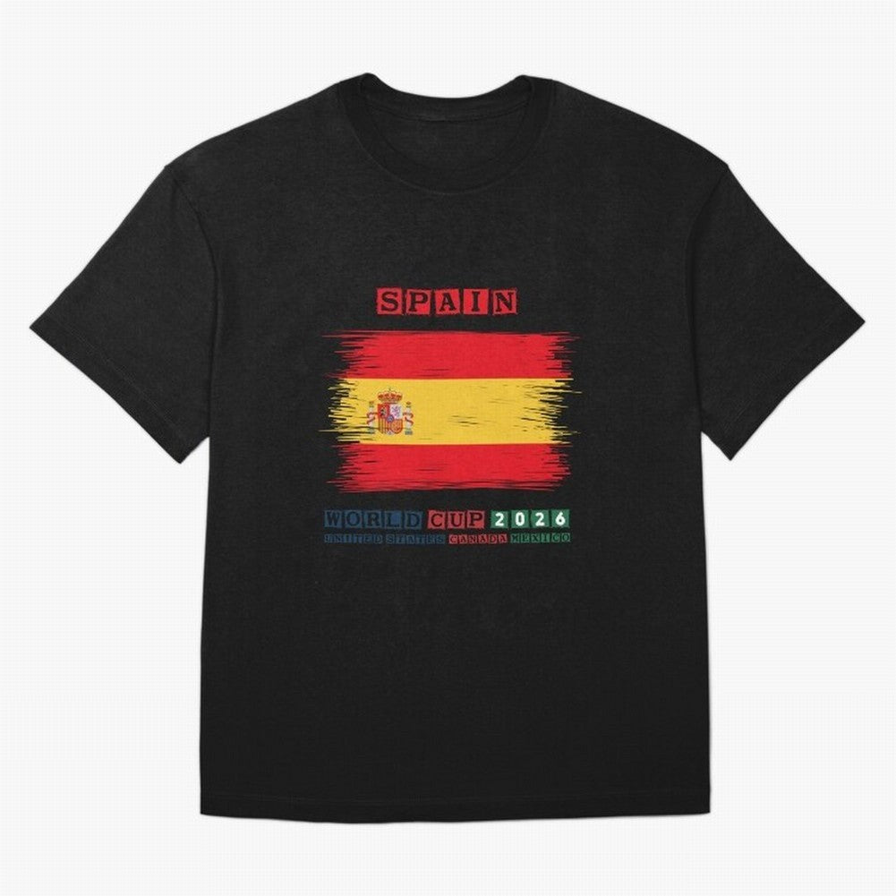 SPAIN WORLD CUP 2026 Oversized T-Shirt Carry National Pride through FIFA World Cup 2026 USA Canada Mexico Spirit, Highlighting Germany, Neymar, Game Day Rituals, Football Legends, Country Pride and the Road to the Final; Great for Watch Parties,