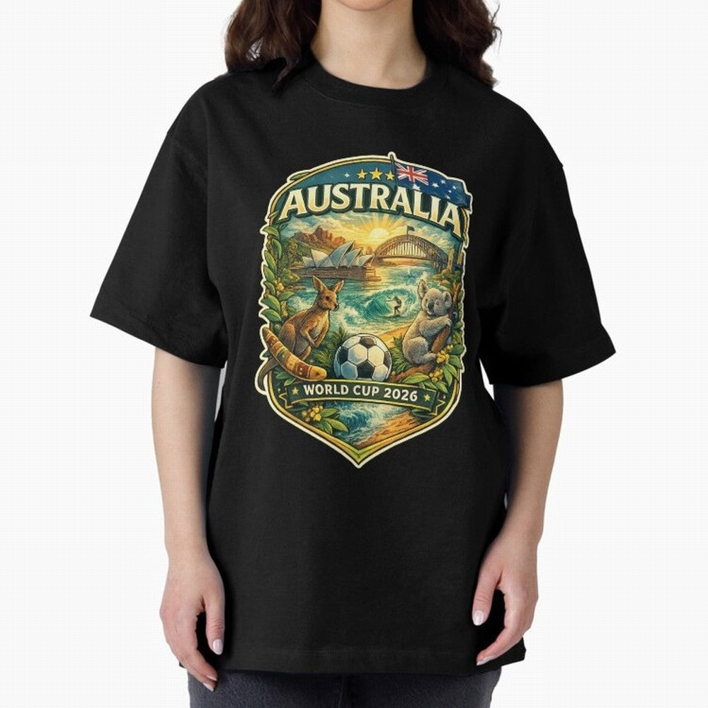 Australia FIFA World Cup 2026 Sydney Opera House Outback Kangaroo Coast Oversized T-Shirt Elevate Match Day Hype around FIFA World Cup 2026 Group Stage, Haaland, Argentina and Brazil, Stadium Memories, Football Loyalty, International Chants and