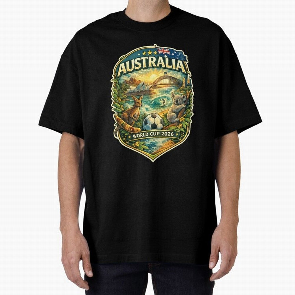 Australia FIFA World Cup 2026 Sydney Opera House Outback Kangaroo Coast Oversized T-Shirt Elevate Match Day Hype around FIFA World Cup 2026 Group Stage, Haaland, Argentina and Brazil, Stadium Memories, Football Loyalty, International Chants and