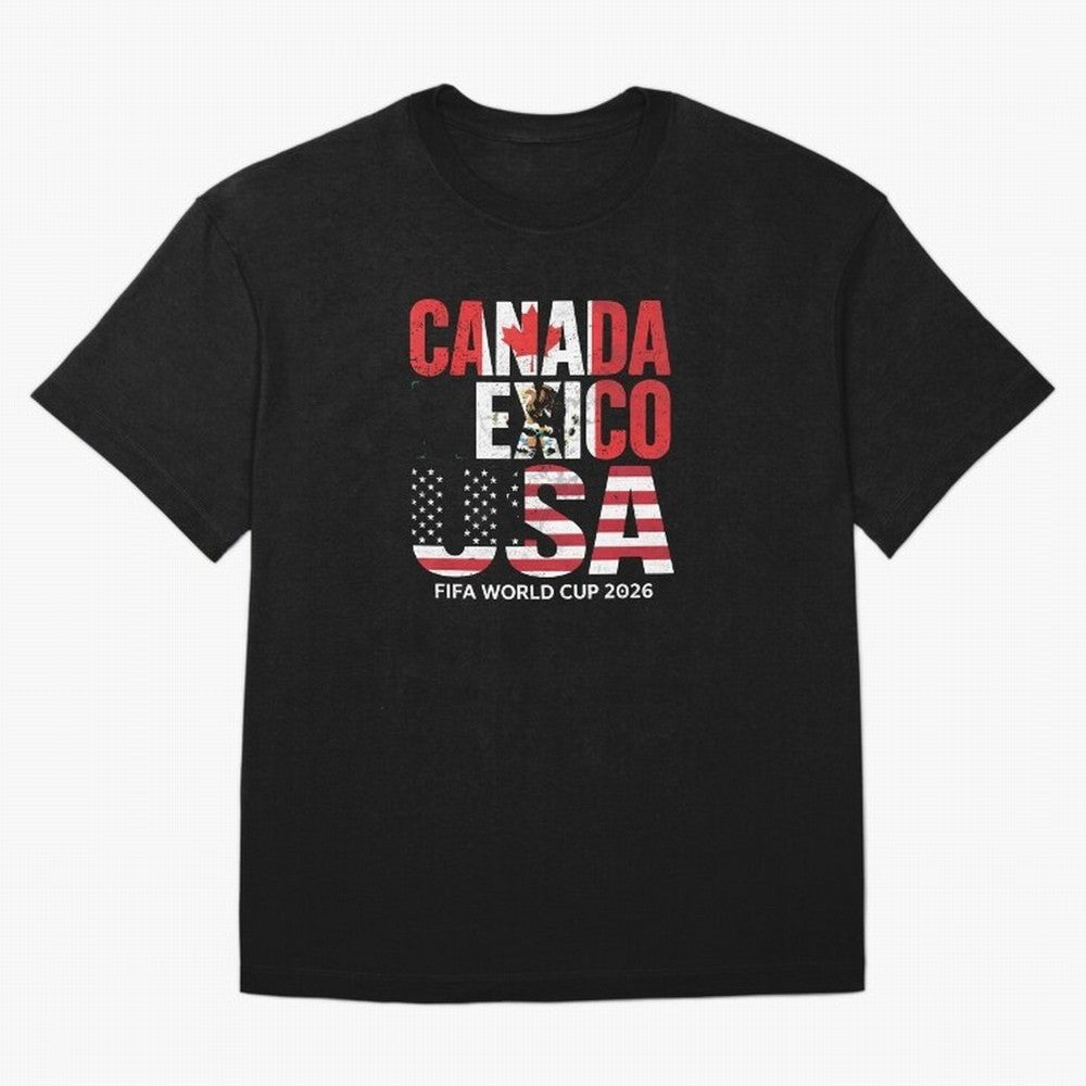 United 2026 World Cup - Canada, Mexico, USA Flags T-Shirt_83138002 Oversized T-Shirt Show Fan Pride Across the FIFA World Cup 2026 Group Stage Journey through CR7 Highlights, France and Portugal Pride, Retro Football Energy, Iconic Rivalries,