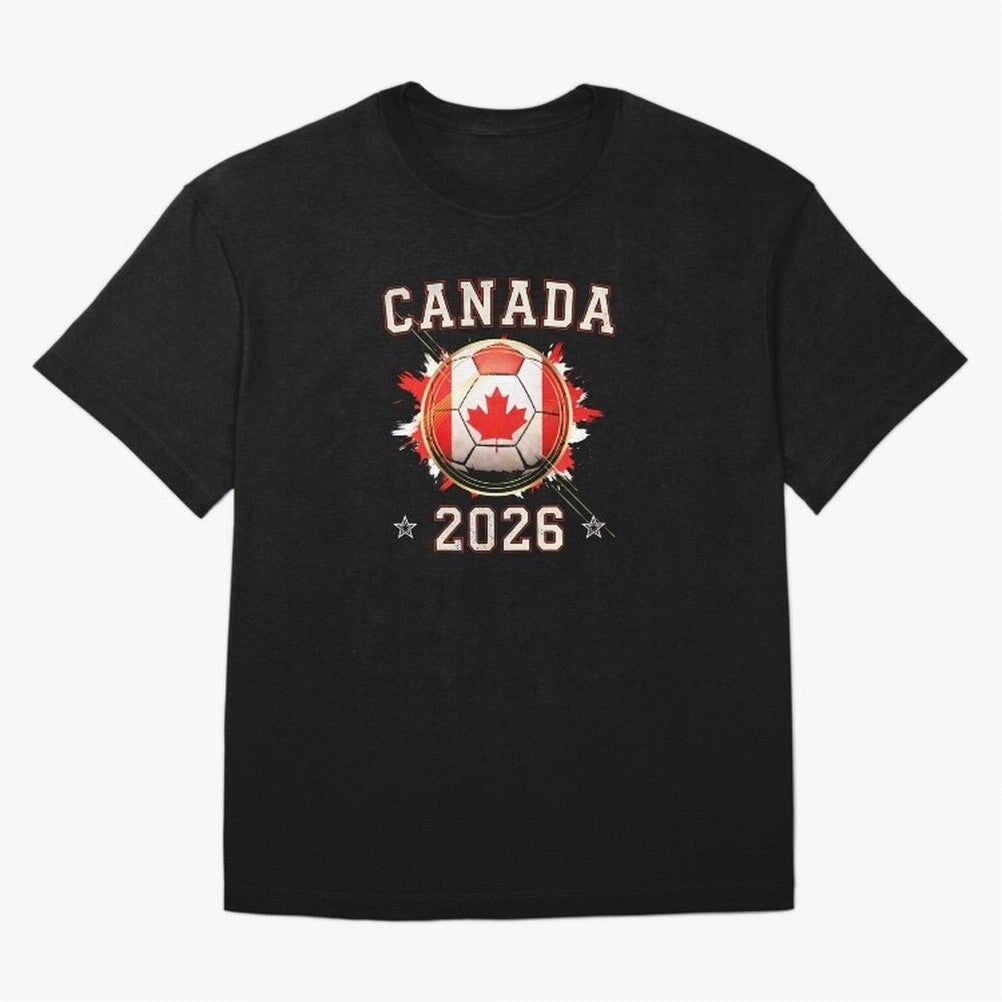 Front Print Canada Soccer World Cup 2026 - Canadian Fan Gift T-Shirt_84561562 Oversized T-Shirt Celebrate Supporters United by Match Day Hype around FIFA World Cup 2026, Messi, Neymar and Mbappe, Spain and Netherlands, Retro Football Energy, Iconic