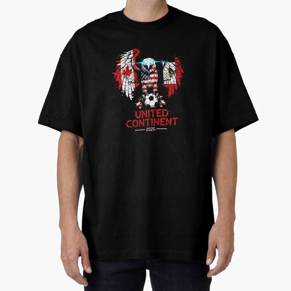 Glitched North America Eagle World Cup Soccer 2026 T-Shirt_83958408 Oversized T-Shirt Embrace Match Day Hype around FIFA World Cup 2026 USA Canada Mexico, Cristiano Ronaldo, Portugal, Football History, Final Match Energy, Crowd Noise and Once in a