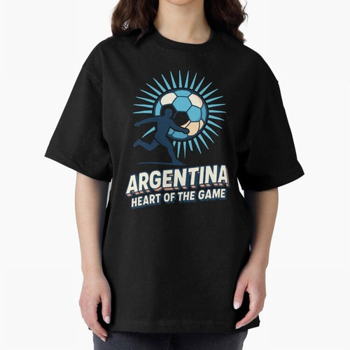 Argentina Heart of the Game ¨C Retro Soccer Fan Design Oversized T-Shirt Step into Global Football Passion for FIFA World Cup 2026 Group Stage, Built around Mbappe and Neymar, Argentina and Brazil, Goal Celebration Energy, Supporter Heritage,