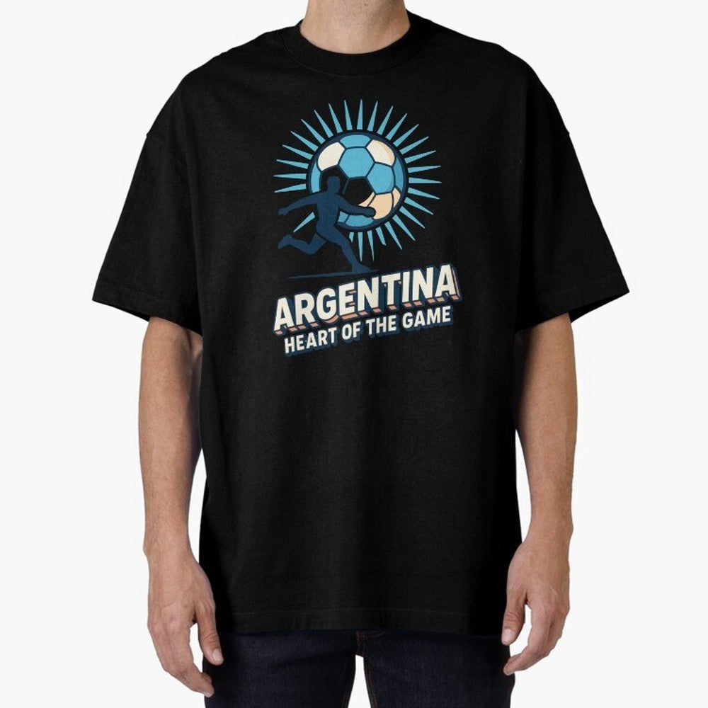 Argentina Heart of the Game ¨C Retro Soccer Fan Design Oversized T-Shirt Step into Global Football Passion for FIFA World Cup 2026 Group Stage, Built around Mbappe and Neymar, Argentina and Brazil, Goal Celebration Energy, Supporter Heritage,