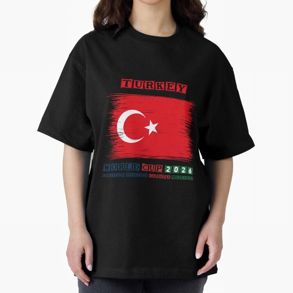 TURKEY WORLD CUP 2026 Oversized T-Shirt Carry National Pride through FIFA World Cup 2026 USA Canada Mexico Spirit, with Argentina, Cristiano Ronaldo, Match Day Excitement, Supporter Culture, Golden Goals and Global Football Passion; Ideal for