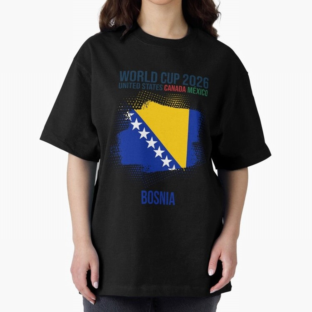 BOSNIA WORLD CUP 2026 Oversized T-Shirt Celebrate Supporters United by Match Day Hype around FIFA World Cup 2026, Haaland and Mbappe, Spain and Netherlands, Retro Football Energy, Iconic Rivalries, Trophy Chase Drama and Stadium Atmosphere; Perfect