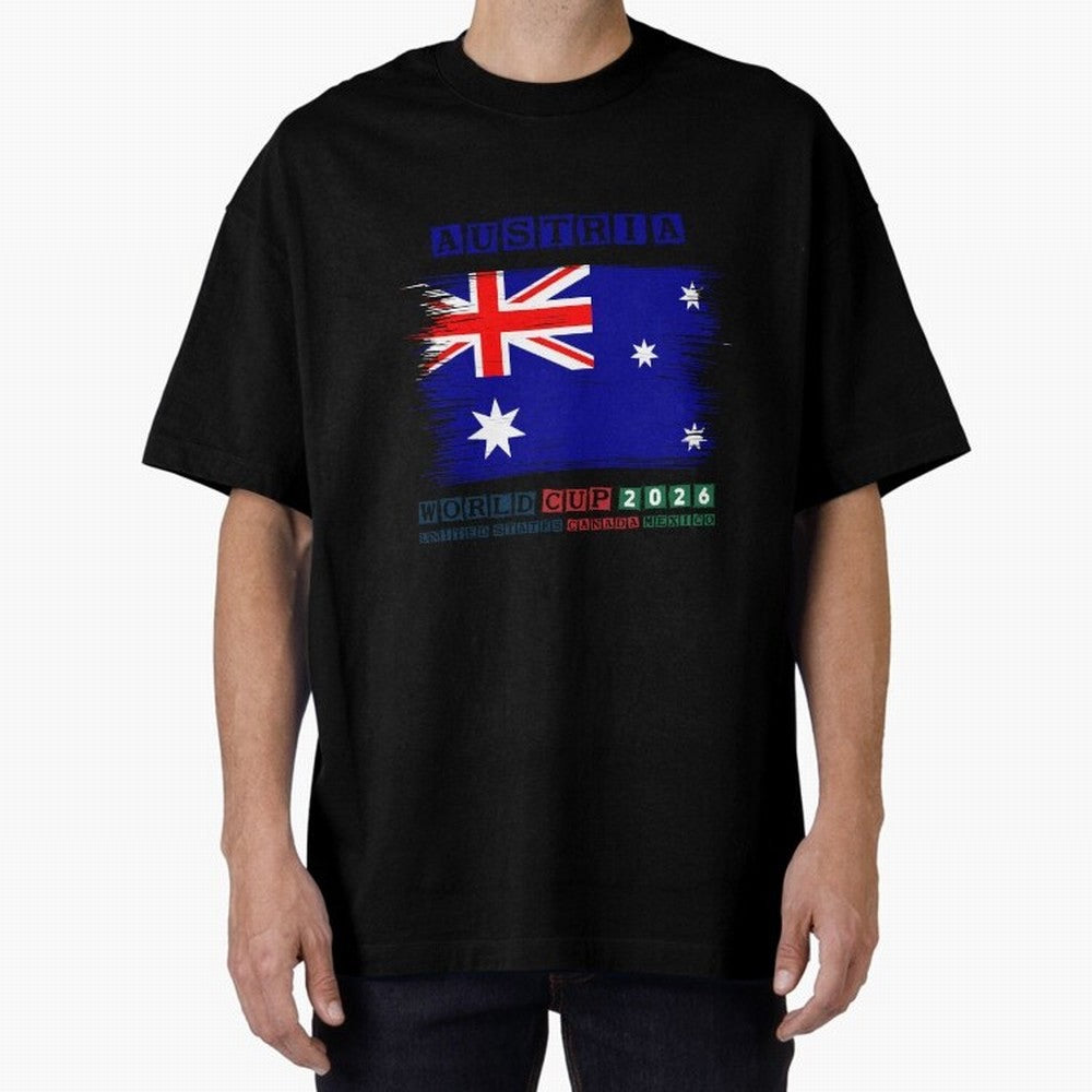 AUSTRIA WORLD CUP 2026 Oversized T-Shirt Follow the Final Road of Match Day Hype around FIFA World Cup 2026 USA Canada Mexico, Cristiano Ronaldo, Netherlands, Classic Soccer Heritage, Championship Pressure, Fan Loyalty and International Pride;