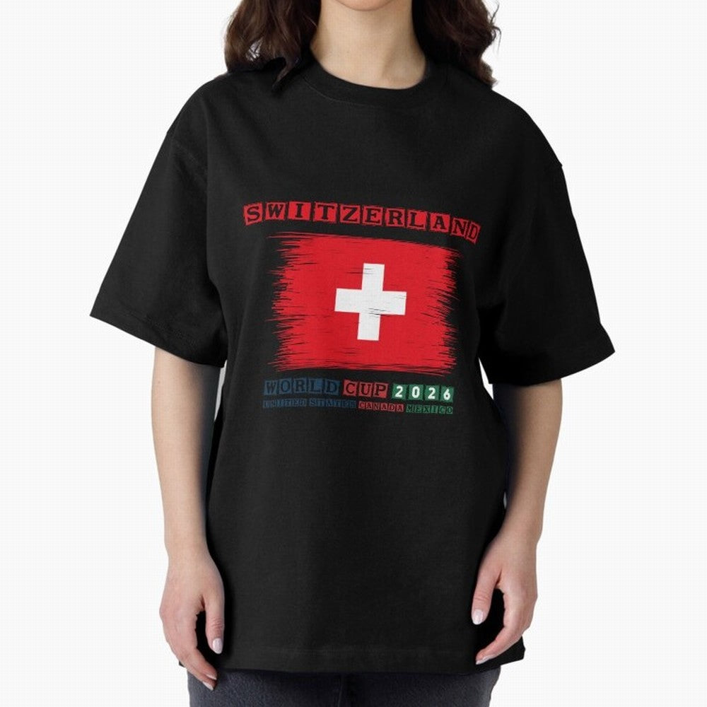 SWETZERLAND WORLD CUP 2026 Oversized T-Shirt Turn Up for the FIFA World Cup 2026 Journey through Cristiano Ronaldo Highlights, Germany Pride, Game Day Rituals, Football Legends, Country Pride and the Road to the Final; Ideal for Passionate Fans Who