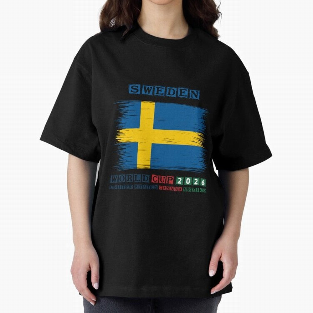 SWEDEN WORLD CUP 2026 Oversized T-Shirt Celebrate the FIFA World Cup 2026 Group Stage Journey through CR7 and Messi Highlights, France and Portugal Pride, Goal Celebration Energy, Supporter Heritage, Football Icons and Worldwide Tournament Joy;