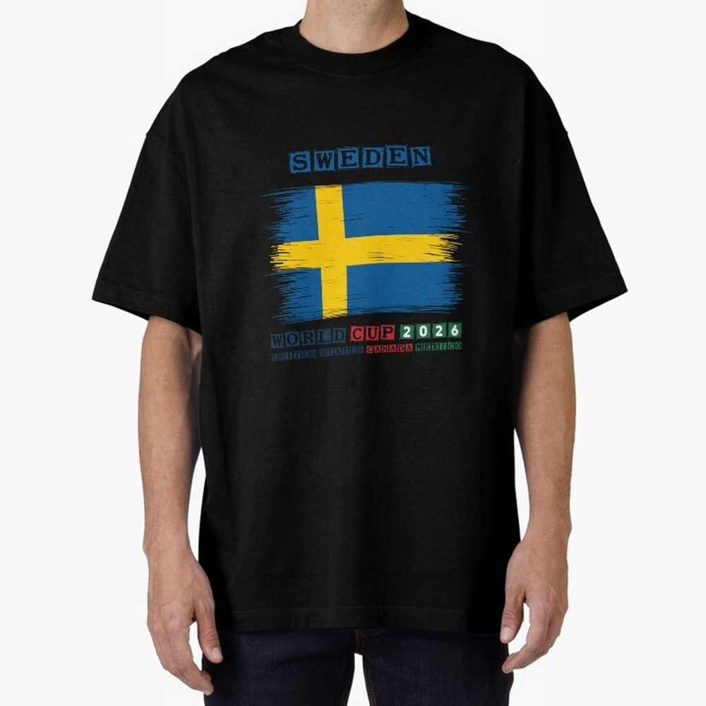 SWEDEN WORLD CUP 2026 Oversized T-Shirt Celebrate the FIFA World Cup 2026 Group Stage Journey through CR7 and Messi Highlights, France and Portugal Pride, Goal Celebration Energy, Supporter Heritage, Football Icons and Worldwide Tournament Joy;