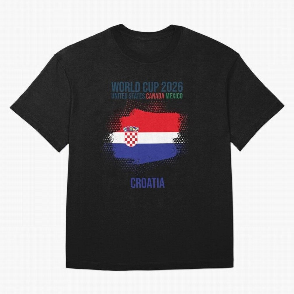 CROATIA WORLD CUP 2026 Oversized T-Shirt Capture FIFA World Cup 2026 USA Canada Mexico Spirit, Centered on England, France and Netherlands, Messi, CR7 and Mbappe, Football History, Final Match Energy, Crowd Noise and Once in a Lifetime Moments;