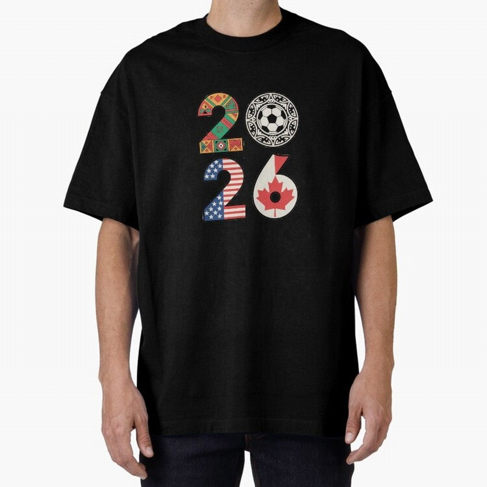 2026 Football Countries Design ¨C USA, Canada & Mexico Inspired Art Oversized T-Shirt Show Championship Spirit for Match Day Hype around FIFA World Cup 2026 USA Canada Mexico, Mbappe and Neymar, England and Germany, Match Day Excitement, Supporter