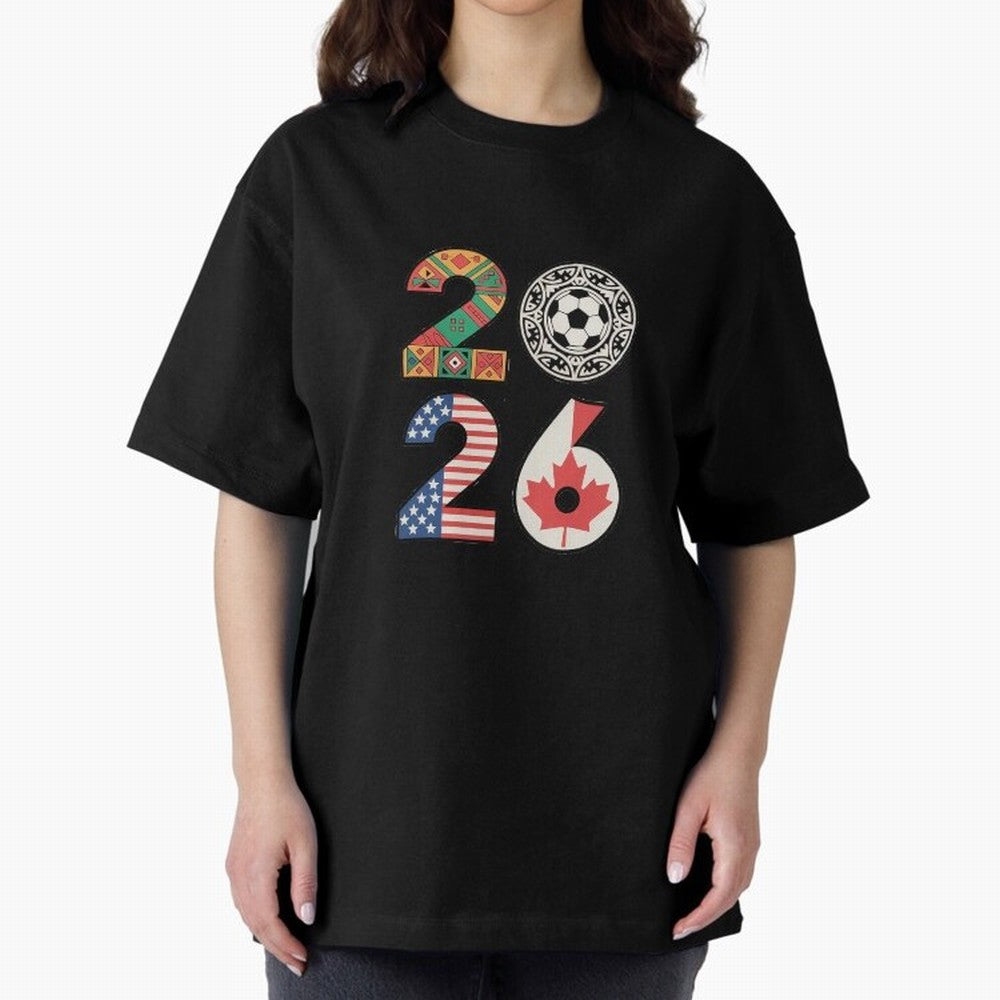 2026 Football Countries Design ¨C USA, Canada & Mexico Inspired Art Oversized T-Shirt Show Championship Spirit for Match Day Hype around FIFA World Cup 2026 USA Canada Mexico, Mbappe and Neymar, England and Germany, Match Day Excitement, Supporter
