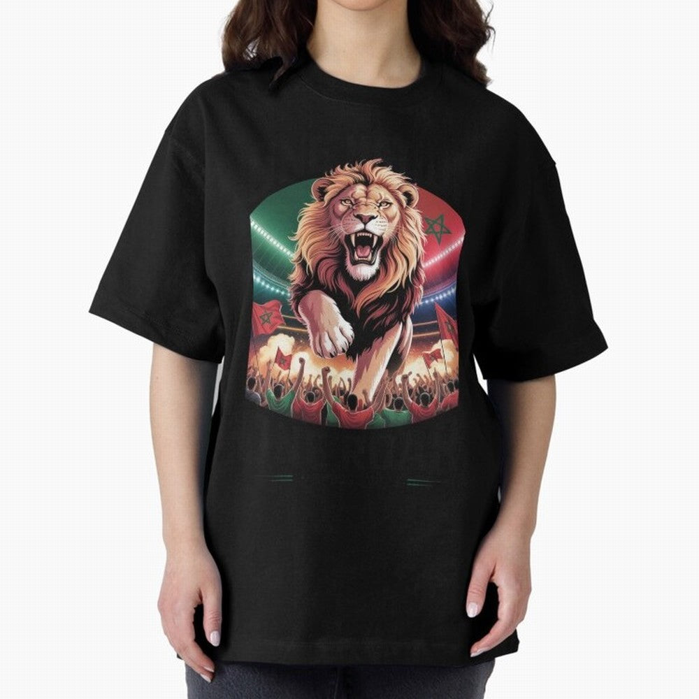 Morocco Football - One Nation, One Roar Oversized T-Shirt Make Game Day About Global Football Passion for FIFA World Cup 2026, Filled with CR7, Argentina and Brazil, Football History, Final Match Energy, Crowd Noise and Once in a Lifetime Moments;