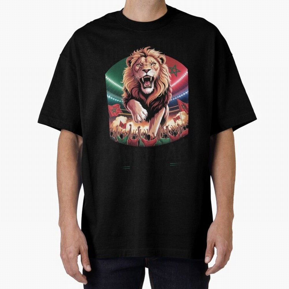 Morocco Football - One Nation, One Roar Oversized T-Shirt Make Game Day About Global Football Passion for FIFA World Cup 2026, Filled with CR7, Argentina and Brazil, Football History, Final Match Energy, Crowd Noise and Once in a Lifetime Moments;