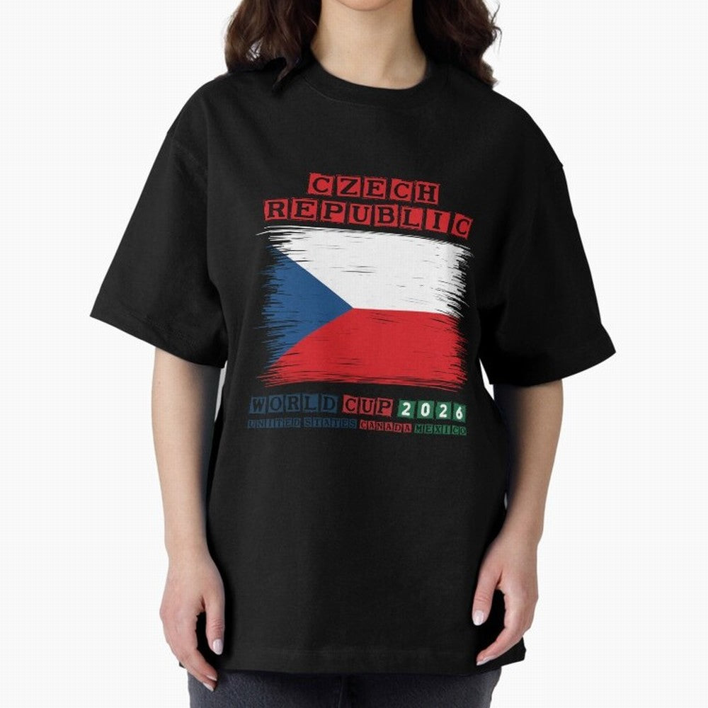Czech Republic WORLD CUP 2026 Oversized T-Shirt Cheer through Every Moment of FIFA World Cup 2026 USA Canada Mexico Highlighting Neymar, Haaland and Cristiano Ronaldo, Netherlands Energy, Match Day Excitement, Supporter Culture, Golden Goals and