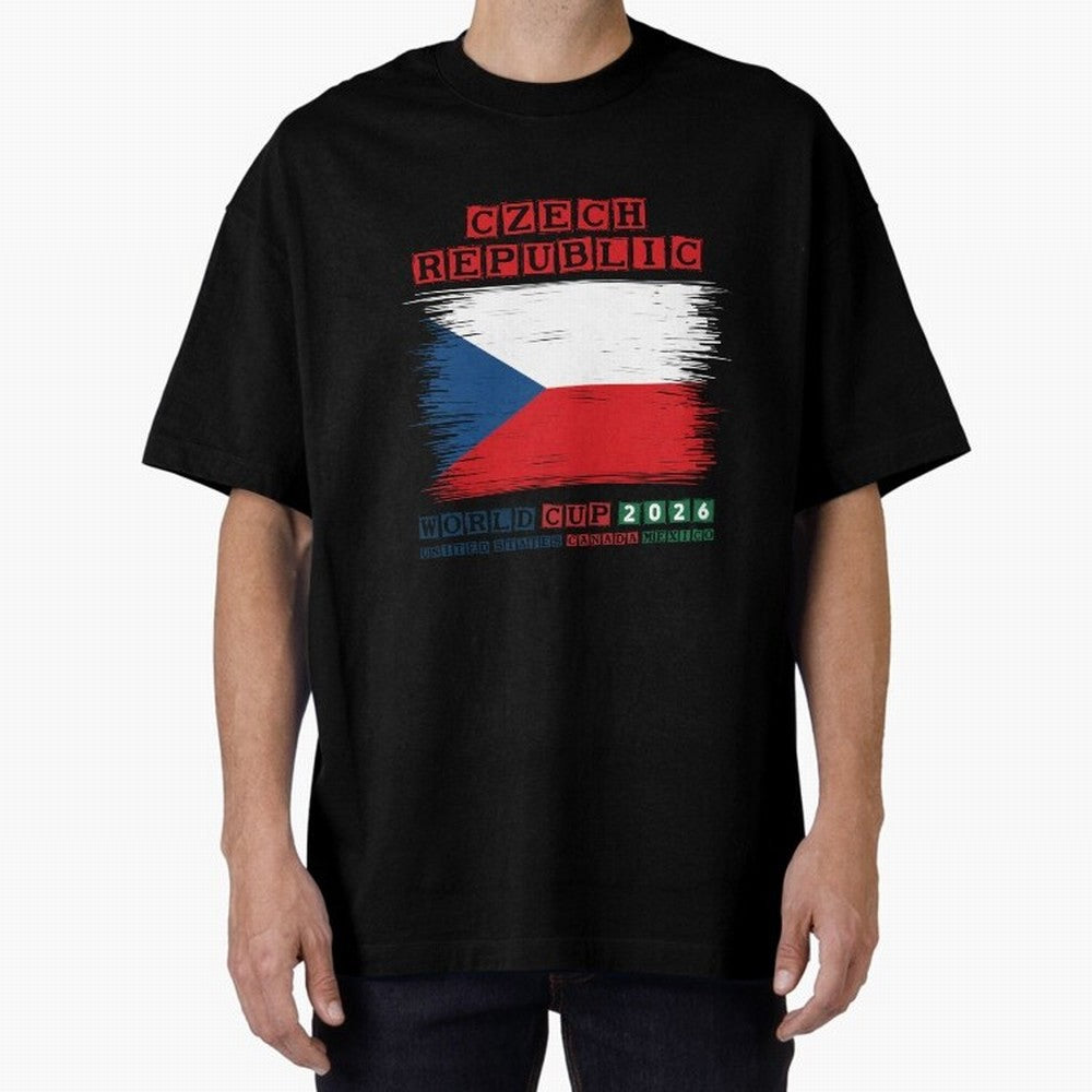 Czech Republic WORLD CUP 2026 Oversized T-Shirt Cheer through Every Moment of FIFA World Cup 2026 USA Canada Mexico Highlighting Neymar, Haaland and Cristiano Ronaldo, Netherlands Energy, Match Day Excitement, Supporter Culture, Golden Goals and