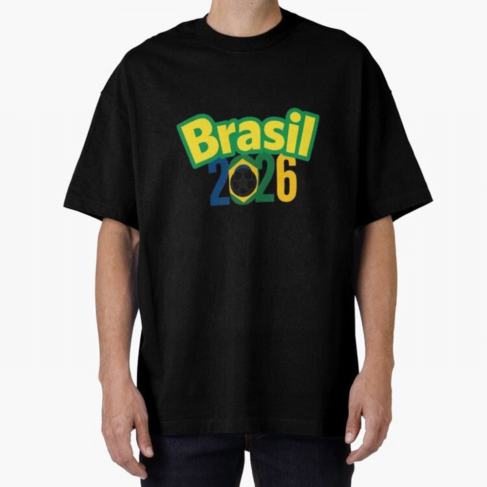 Brasil 2026 Football Mission - Road to Next World Cup T-Shirt Oversized T-Shirt Follow Every Goal of the FIFA World Cup 2026 USA Canada Mexico Journey through Messi, Neymar and Mbappe Highlights, Brazil, Portugal and Argentina Pride, Match Day