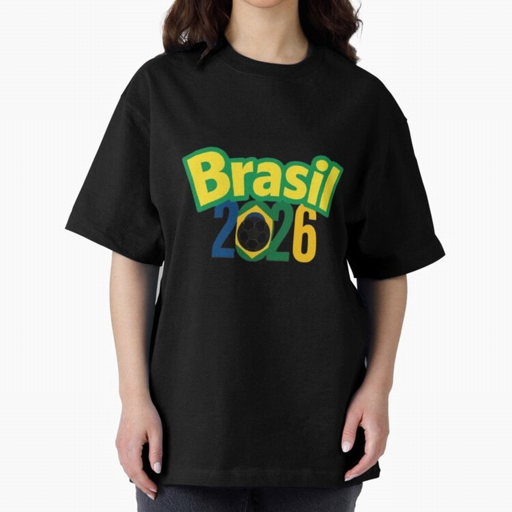 Brasil 2026 Football Mission - Road to Next World Cup T-Shirt Oversized T-Shirt Follow Every Goal of the FIFA World Cup 2026 USA Canada Mexico Journey through Messi, Neymar and Mbappe Highlights, Brazil, Portugal and Argentina Pride, Match Day