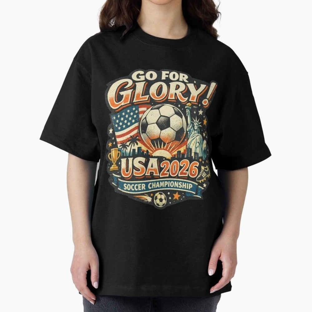 Soccer USA Oversized T-Shirt Represent Fans Who Live for FIFA World Cup 2026 Group Stage Spirit, Featuring France, CR7 and Messi, Stadium Chants, National Pride, Trophy Dreams and Unforgettable Football Memories; Perfect for Fans, Collectors,