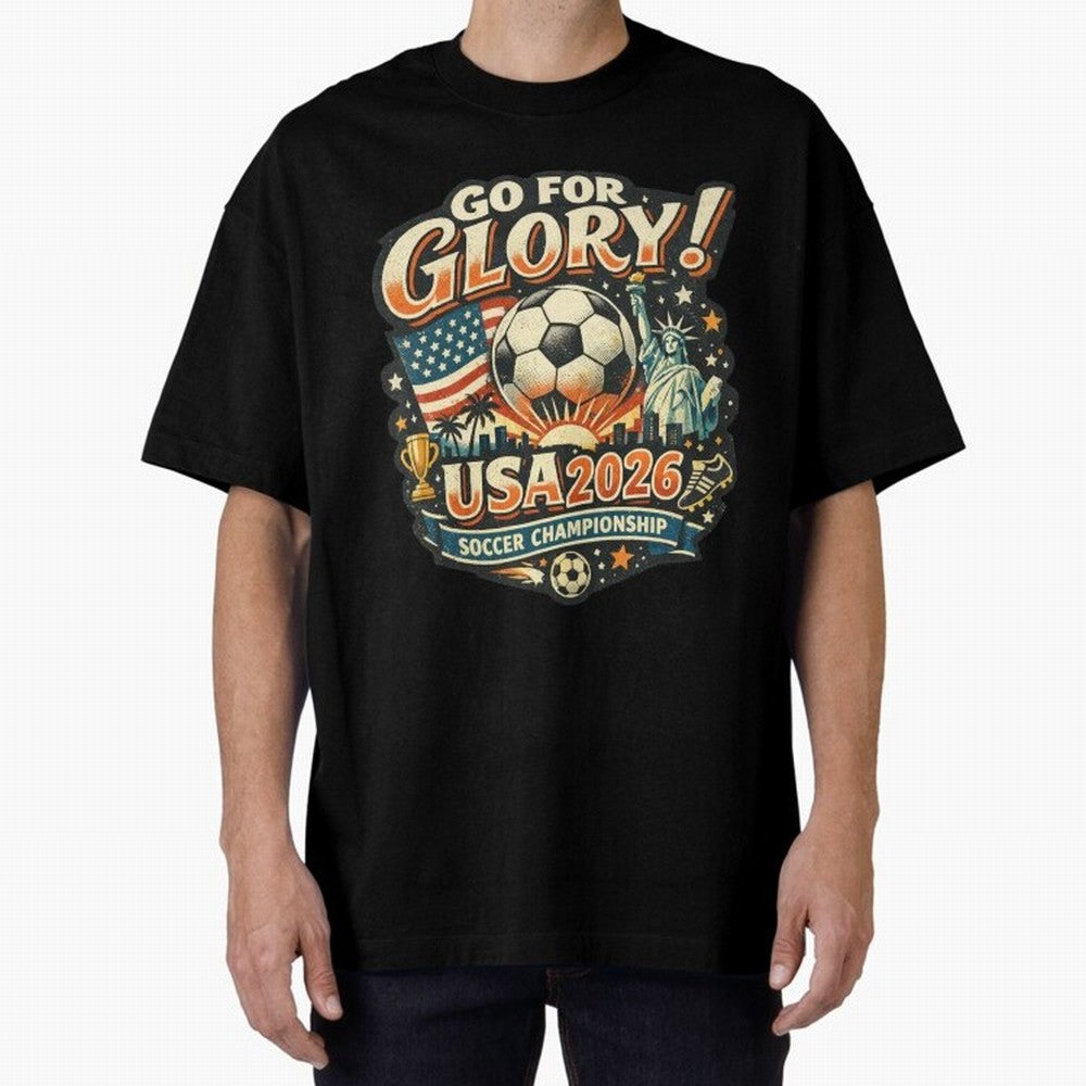 Soccer USA Oversized T-Shirt Represent Fans Who Live for FIFA World Cup 2026 Group Stage Spirit, Featuring France, CR7 and Messi, Stadium Chants, National Pride, Trophy Dreams and Unforgettable Football Memories; Perfect for Fans, Collectors,