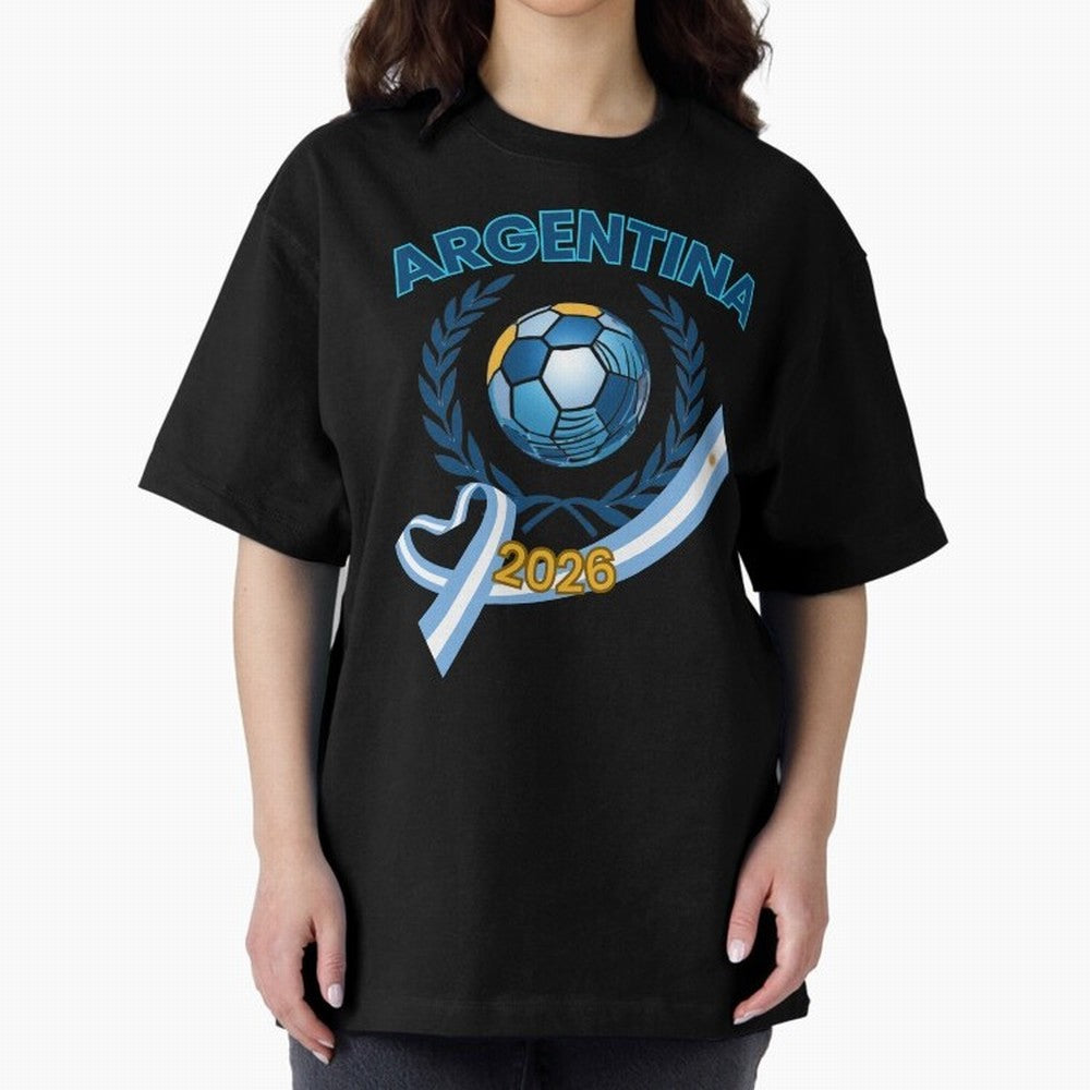 Argentina 2026 Oversized T-Shirt Make Every Kick Count in Global Football Passion for FIFA World Cup 2026, Centered on Cristiano Ronaldo, Portugal, Spain and Germany, Football Festival Excitement, Trophy Ambitions, Country Rivalries and Star Player
