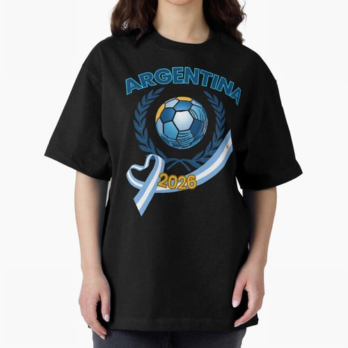 Argentina 2026 Oversized T-Shirt Make Every Kick Count in Global Football Passion for FIFA World Cup 2026, Centered on Cristiano Ronaldo, Portugal, Spain and Germany, Football Festival Excitement, Trophy Ambitions, Country Rivalries and Star Player