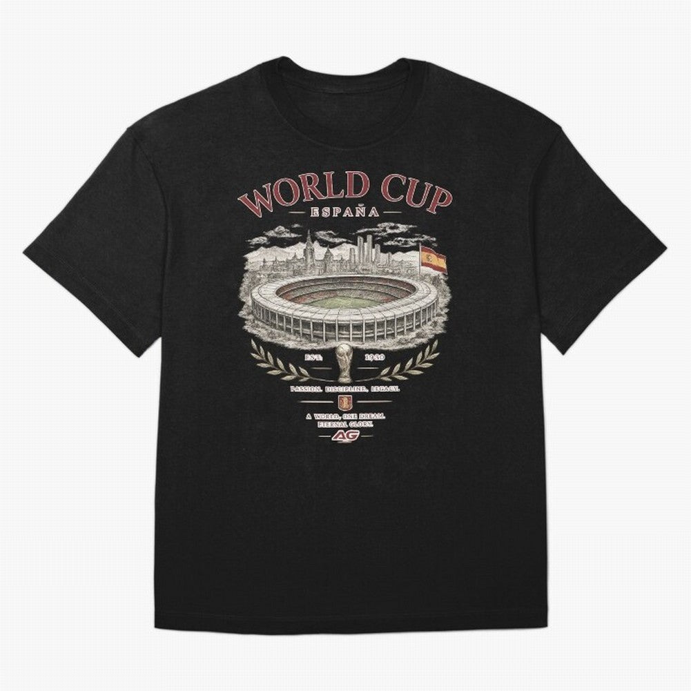 Spain World Cup Vintage Streetwear Oversized T-Shirt Show Match Day Excitement for Match Day Hype around FIFA World Cup 2026, Mbappe, Argentina and Brazil, Soccer Culture, Superstar Moments, National Team Dreams and Competitive Fire; Perfect for